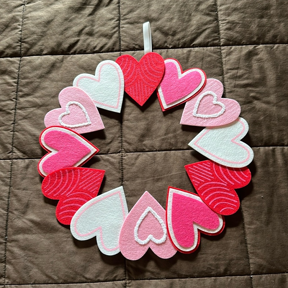Target Valentine’s Day Felt Hearts Wreath Decor